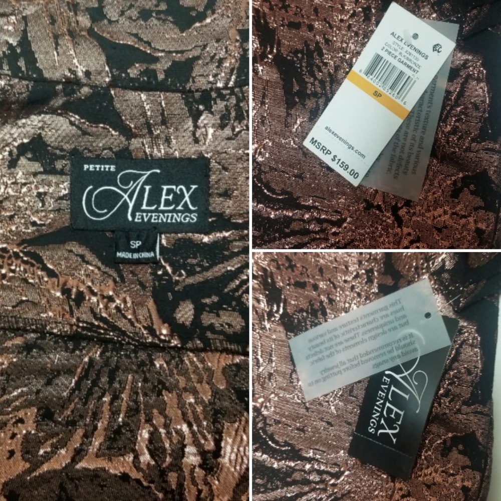 🆕️⬇️🎉HOST PICK🎉 Alex Evenings Floral Metallic Jacquard Stand Collar Twinset - Picture 8 of 9